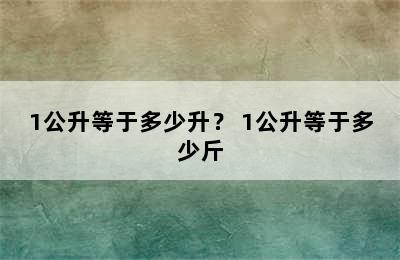 1公升等于多少升？ 1公升等于多少斤